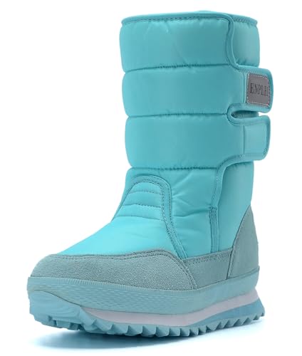 DADAWEN Women's Waterproof Frosty Snow Boot Blue US Size 9