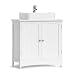 Vasagle BBC01WT BBC01WT-Armario bajo para Lavabo (2 Puertas, Estante Ajustable), Madera, Blanco,...
