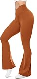 UEU Flare Leggings for Women V Crossover High Waisted Yoga Pants Tummy Control Bootcut Wide Leg, 31