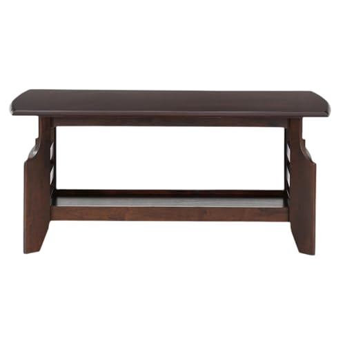 Image of Royaloak Muar Malaysian Wooden Coffee Table | Natural Finish | Elegant Beveled Top Design | Sturdy Wooden Legs| Solid Wood Veneer Top | Bottom Shelf | Coffee Table for Living Room | Coffee Table
