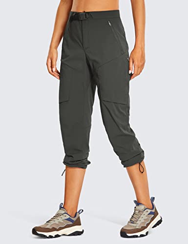 Crz Yoga Women's Lightweight Outdoor Hiking Pants Upf 50+ Waterproof Stretch Athletic Workout Joggers With 4 Zipper Pockets Mountain Green X-Large #TOP6
