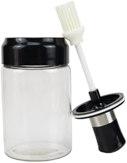 Glass Oil Dispenser With Basting Brush Ghee Containers for kitchen Oil Brush for BBQ Pastry Grill Baking Kitchen Cooking (Pack Of 2 250 ml)