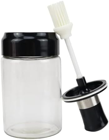 250 ml Glass Oil Dispenser with Basting Brush, Oil Ghee Containers for Kitchen Brush for BBQ Pastry Grill Baking Cooking (Pack Of 1)