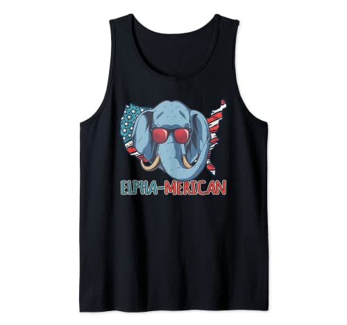 Elefante Bandera Americana Elpha-Merican Cool Elephant Camiseta sin Mangas