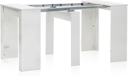Miniatura 4 de Mesa De Comedor, Consola, Mesa Extensible, Mesa Para Salon, Recibidor O Cocina, Acabado En Blanco Brillo, Medidas: 50-235 Cm Largo X 90 Cm Ancho X 78 Cm Alto
