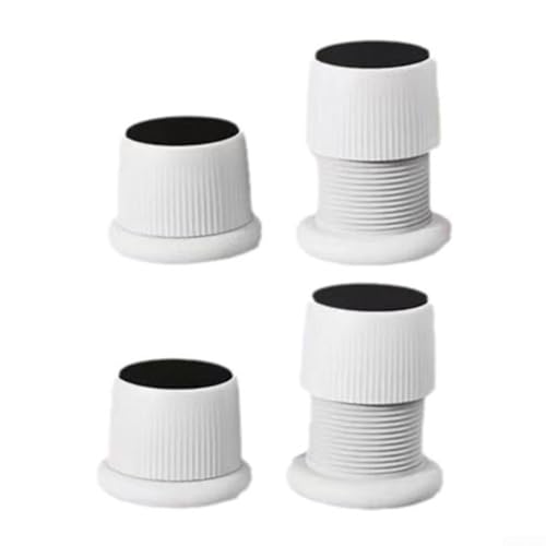 Rackumic Lot de 4 patins anti-vibrations pour pieds de meubles - Réduction du bruit - Base surélevée en ABS pour machine à café, réfrigérateur, amélioration de la maison - Noir, blanc, gris (blanc)
