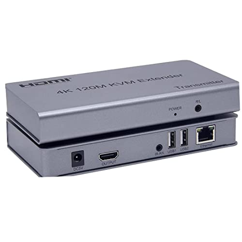 Image of 4K HDMI KVM Extender USB Mouse /Keyboard Extension 120M by Cat /RJ45 /LAN /UTP Network Cable, IR Control, TX /RX 3.5MM, Keyboard Touch Screen (4K 120M HDMI KVM Extender)