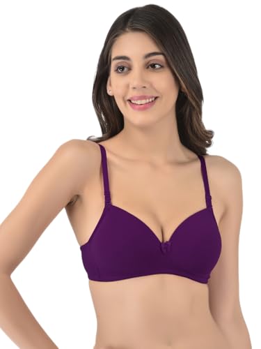 Image of Softline Women's Cotton-Rich Wire-Free Padded Bra | Full Coverage, Seamless & Breathable for Everyday Comfort | Soft Fabric with Supportive Fit for All-Day Wear