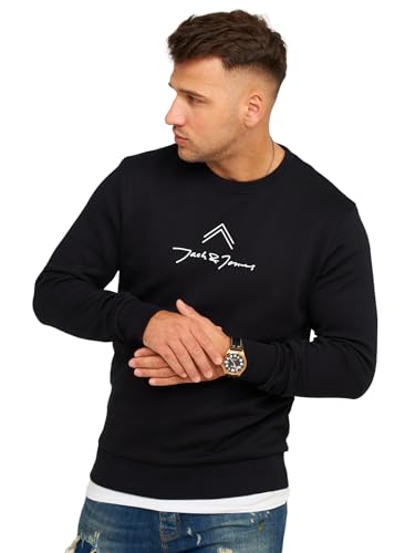 JACK & JONES Infinity Herren Sweatshirt Austin Pullover Sweater (DE/NL/SE/PL, Alphanumerisch, L, Regular, Regular, Black)