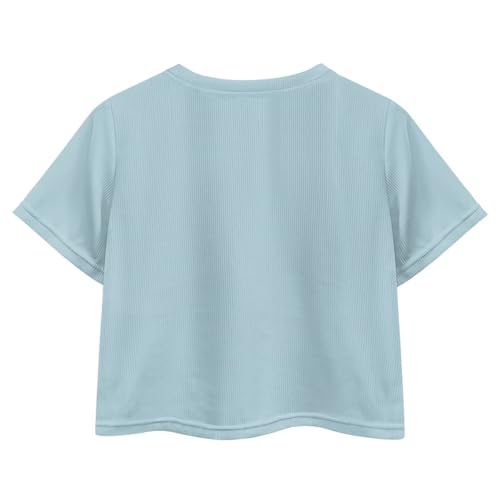 Image of Cute Crop Tops for Girls Short Sleeve Summer T Shirts Fashion Graphic Tees Crew Neck Pullover Tee 5-14 Years