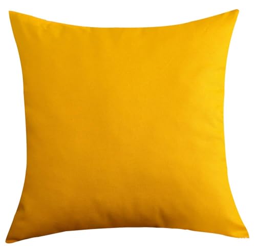 TangDepot Handmade Decorative Solid 100% Cotton Canvas Throw Pillow Covers/Pillow Shams, (12"x12", Gold Yellow)