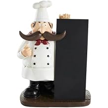 Deco 79 Polystone Chef Decorative Sculpture Home Decor Statue with Chalkboard, Accent Figurine 8" x 5" x 11", Black