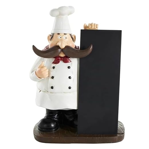 Deco 79 Polystone Chef Decorative Sculpture Home Decor Statue with Chalkboard, Accent Figurine 8" x 5" x 11", Black