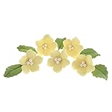Global Sugar Art Blossoms and Leaves Edible Sugar Cake & Cupcake Flowers, Yellow, Small Unwired, 24 Count with Leaves by Chef Alan Tetreault