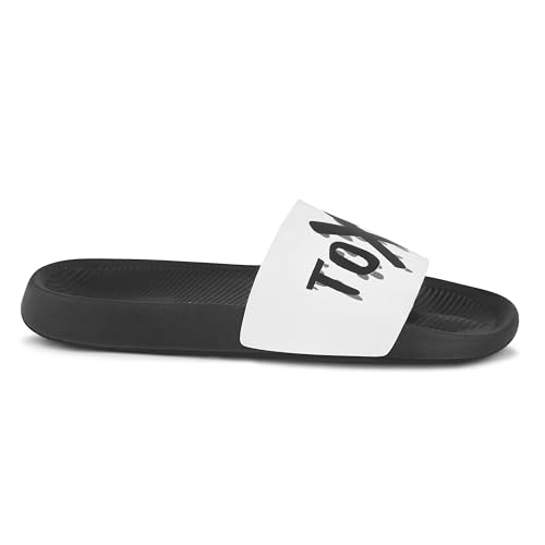 Image of PERY-PAO Sliders Mens White, Black, Grey Stylish Printed Flip Flop & Slippers