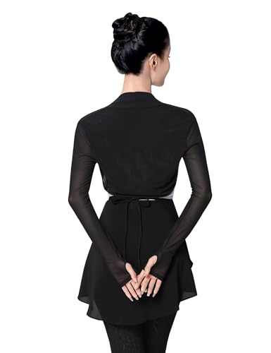 Image of Dayrose Modal /Mesh Sleeve Women Ballet Shrug, Women Bolero Dance Top for Leotards, Dress