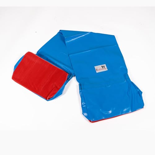 Callieway Dog Agility Sacktunnel Fun&Slip/Agilitysacktunnel mit 60cmØ für Agility Training/Welpentraining inklusive 2X Stützsandsäcke (Blau)