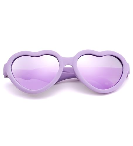 Image of Flexible Heart Shaped Baby Polarized Sunglasses with Strap Adjustable Toddler & Infant Age 0-24 Months