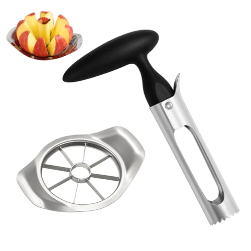 Apfelentkerner Set, 1 Apfelausstecher Schwarz + 1 Apfelteiler Edelstahl, Praktische Küchenhelfer für Obst und Gemüse, Ideal für Salate, Snacks und Mahlzeiten Apfelentkerner Set, 1 Apfelausstecher Schwarz + 1 Apfelteiler Edelstahl, Praktische Küchenhelfer für Obst und Gemüse, Ideal für Salate, Snacks und Mahlzeiten