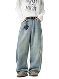 Mens Baggy Jeans Wide Leg Y2k Denim Pants Skater Hip Hop Fashion Loose Fit Casual Trousers Streetwear Blue