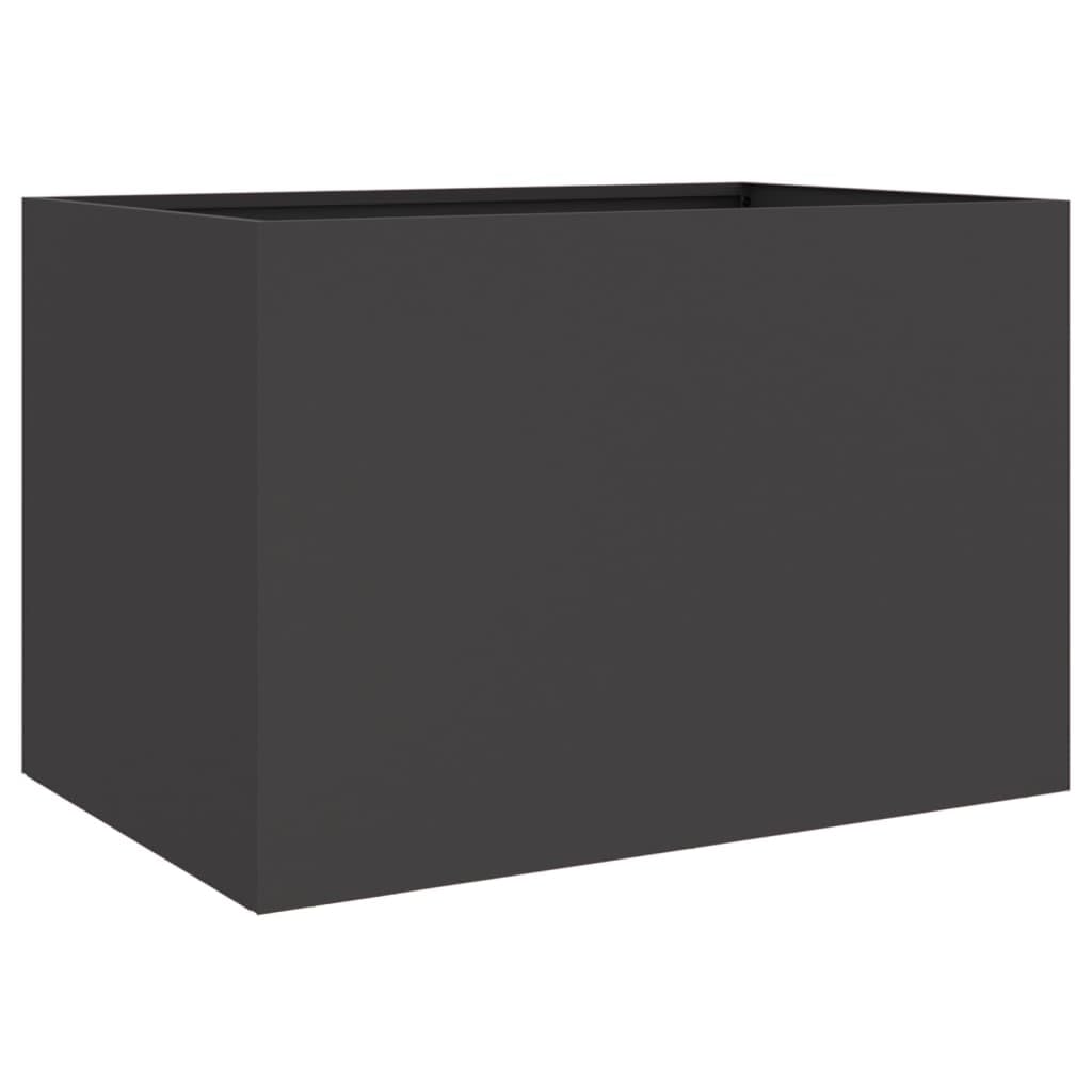 IKAYAA Jardinera Alto de Acero Inoxidable, Macetero Grande Exterior, Maceta Alta Exterior y Terraza, Maceta Grande, Jardinera Alta Acero/Negro 62 x 47 x 46 cm