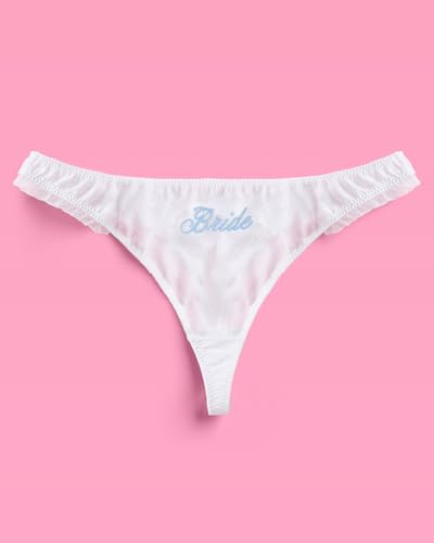 xo, Fetti White Ruffle Bride Thong, S/M/L | Embroidered Underwear, Bridesmaid Gift, Bridal Shower Lingerie, Outfit Accessory4