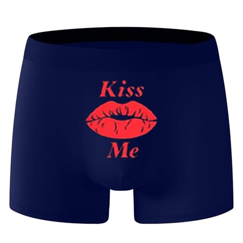 Mens short Boxer Briefs Funny Novelty Underwear with sexy red lip Priting for Men.