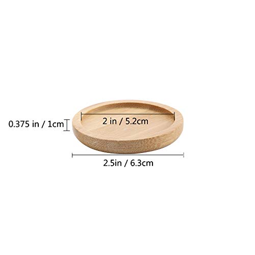 T4U 2 Inch Planter Pot Bamboo Saucer Round Set Of 6, Succulent Pot Holder Drainage Tray For Most Small Ceramic Succulent Planters Holding Drainage Water #TOP4