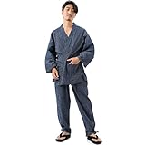 [nicolyfam] 作務衣 日本製 【高級作務衣】 高島ちぢみ 綿100 メンズ 夏 通年 さむえ さむい プレゼント ギフト 寝巻 ワンマイルウェア… (ネイビー, ３L)