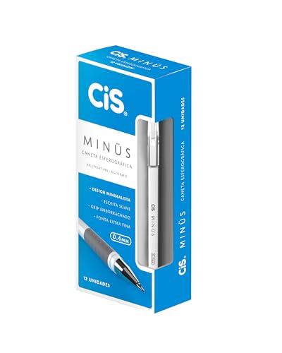 Caneta Esferográfica 0.4mm CIS Minus, Preta, Caixa com 12 unidades