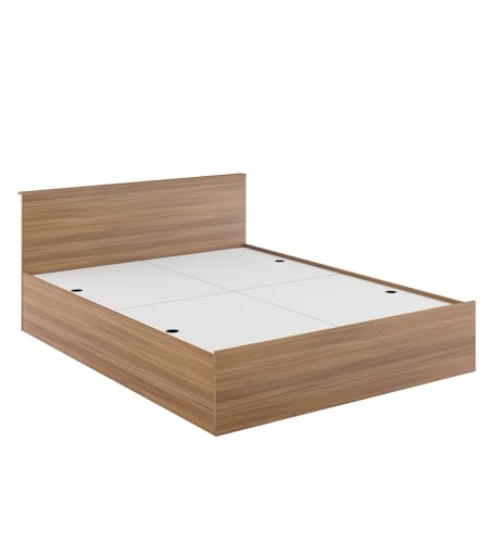 Image of Cristo Queen Bed for Bedroom with Box Storage | Engineered Wood | Exotic Teak Finish | Elegant and Durable | Knock Down | 3 Years Warranty
