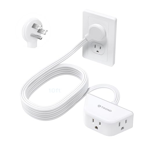 Comparison: Best Keurig For Dorm Room 10 TROND Leftward Flat Extension Cord 10 ft - Flat Plug Power Strip 3 Prong, 3 Outlets Plug Extension, Thin Power Cord Extension for Indoor Home Office School College Dorm Room Essentials, White