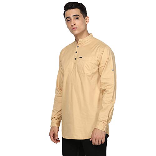 Image of Urbano Fashion Men's Cotton Full Sleeve Casual Shirt with Mandarin Collar Slim Fit