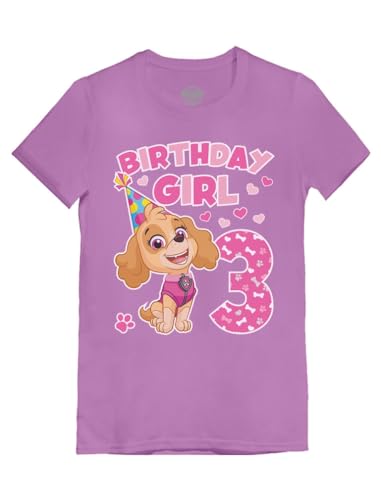 Image of Tstars Skye Birthday Girl 3 Gifts for Three Years Old Bday Paw Patrol Theme Party Toddler Kids Girls Fitted T-Shirt A51144d