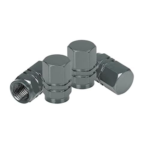 4PCS Moly Magnolia Tire Stem Valve Caps Wheel Valve Covers Car Dustproof Tire Cap, Leak-Proof Air Protection Fits Cars, Trucks, Bikes, Motorcycles, Bicycles, Hexagon Shape Design (Gray) Cover