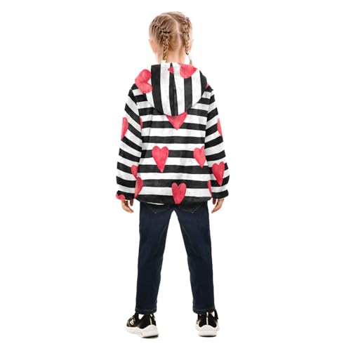 OTVEE Valentine Red Heart Stripes Kids Hoodie Jacket Fall Spring Full Zip Warm Outwear Coat4
