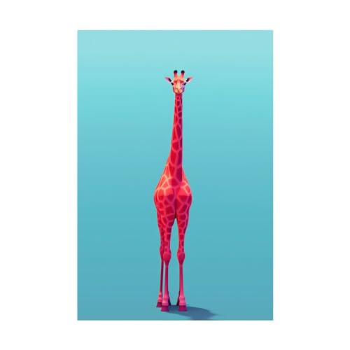 Tableau decoration murale pour habiller un mur vide, toile girafe rose