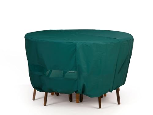 Covermates Classic Oval Fire Pit Chair Set Cover – All-Weather, Water-Resistant Outdoor Fire Pit & Chair Cover, Mesh Vent, Elastic Hem & Buckle Straps – Heavy-Duty Vinyl, Oval 58W x 36D x 30H, Green