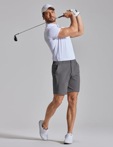 Image of COOFANDY Mens Golf Shorts 7 inch Inseam Lightweight Quick Dry Shorts Elastic Waistband with 3 Pockets UPF50