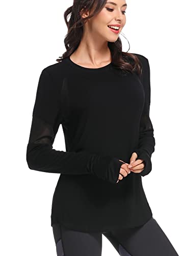 Muzniuer Womens Long Sleeve Workout Shirts-Plain Long Sleeve Tshirt for Women Yoga Sports T-Shirt Activewear with Thumb Hole4