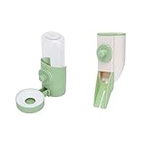 2 Stück Automatischer Futter- und Wasserspender für Haustiere, Hängend Wasserflasche, Futterspender für Kleine Haustiere, Leicht zu (Grün)