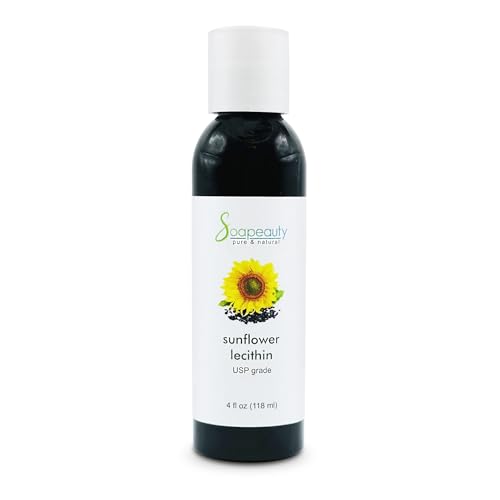 SUNFLOWER LECITHIN Liquid Oil | Cold Pressed Unrefined | USP Grade Unbleached 100% Pure Natural Sunflower Lecithin Oil | Skin Moisturizer Soap Making Lotion | 4 fl oz