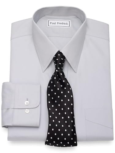 Paul Fredrick Men's Non-Iron 2-Ply Cotton Straight Collar Dress Shirt