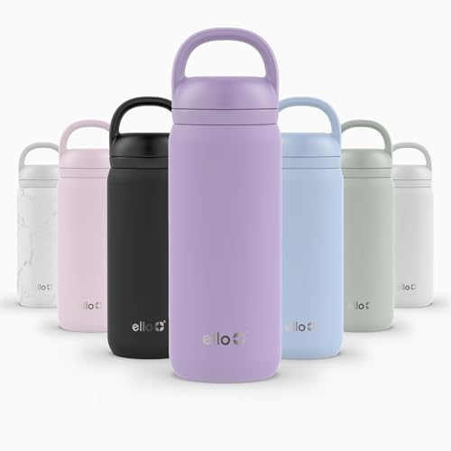 Image of Ello Cooper Twist 18oz Kids Stainless Steel Water Bottle with Chug Lid | Leak Proof Double Walled and Vacuum Insulated | Fits Car Cupholder | Built in Carry Loop | Dishwasher Safe | Lilac