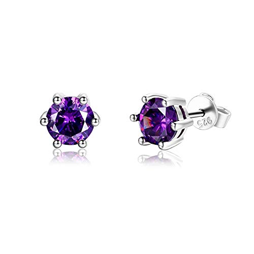 Boucles d'oreilles argent 925 anti-allergie zircon violet délicat
