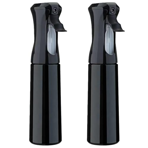 ZHIYE 2pcs Hair Spray Bottle Continuous Water Mister Spray Bottle Empty Aerosol Fine Mist Curly Hair Spray Bottle for Taming Hair in Morning Hairstyling Plants Pets Cleaning-6.8oz/200ml (Black)