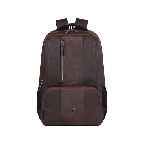 Image of Gear Vault 19 inch /30L Anti Theft Faux leather Large Water Resistant Laptop Backpack /Casual Backpack /Daypack /Travel Backpack /College Bag For Men /Women (Brown)