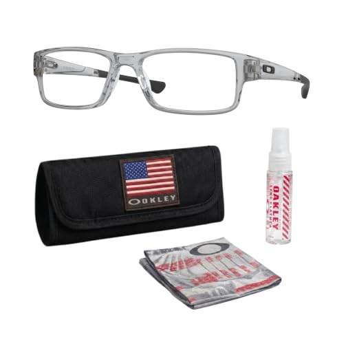 Image of Oakley OX8046 AIRDROP Rectangle Shape Eyeglasses With Official Eyewear Kit, Grey Shadow Frame | Clear Lens, One size