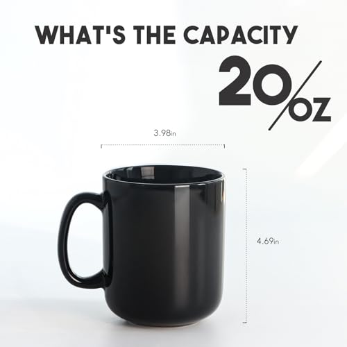 harebe 20 OZ Large Coffee Mug, Smooth Ceramic Tea Cup for Office and Home, Big Capacity with Handle, Black by harebe - Used condition - Image 2