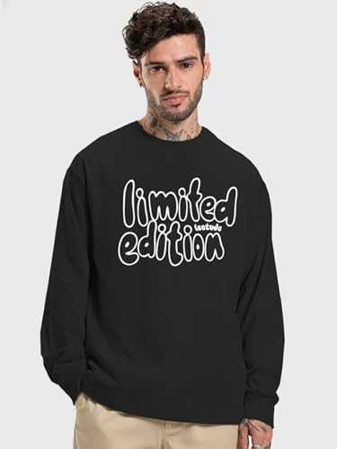 Image of LEOTUDE Oversized Full Sleeve Cottonblend Graphic Printed Round Neck Drop Shoulder Tshirt for Man (Color Mustard)